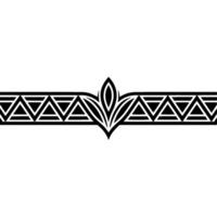 Tribal Patterned Border with Geometric Triangles and Foliage, Black White vector