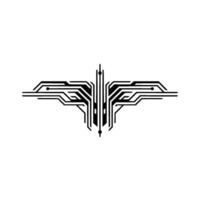 Tech Circuit Board, Minimalist Wing Shape on White Background vector
