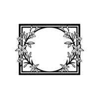 Floral Frame with Lilies Elegant Black and White vector