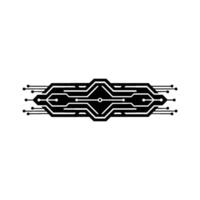 Tech Circuitry Minimalist Black and White Digital Element vector