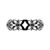 Floral Ornamental Black White, Geometric Elements on Light Background vector