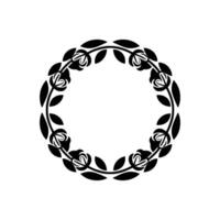 Elegant Black Floral Wreath on White Background 3 vector