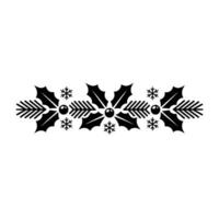 Minimalist Christmas Garland with Holly, Berries, and Snowflakes vector