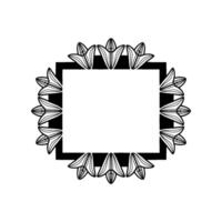 Elegant Black White Floral Frame, Minimalist with Copy Space vector