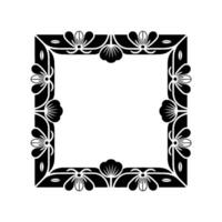Elegant Floral Frame Black and White Decorative Border - Square vector