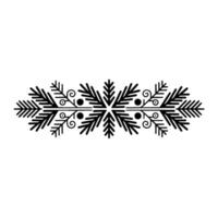 Minimalist Winter Snowflake Border, Black Red, vector