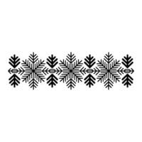 Minimalist Snowflake Border Pattern in Black and White vector