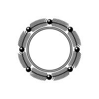 Minimalist Black and White Christmas Wreath Illustration vector