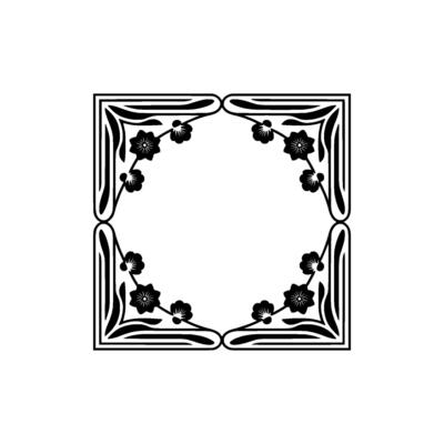 Elegant Black Floral Corner Frame on White Background - Corners