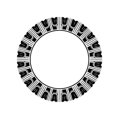Geometric Black White Circular Pattern Frame or Element