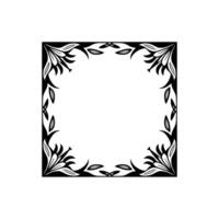 Elegant Floral Frame Black and White Botanical Border - Leaves vector