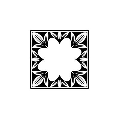 Elegant Floral Frame Illustration in Black and White, Minimalist
