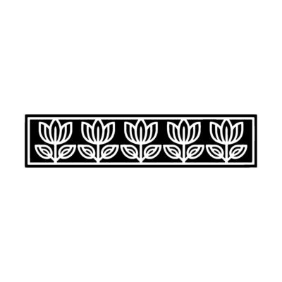 Minimalist Floral Border Black and White Geometric Pattern