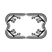 Elegant Art Nouveau Frame with Tree Branches, Black White vector