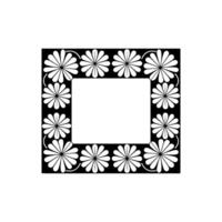 Floral Border Frame in Black and White on White Background vector