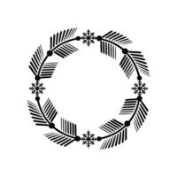 Minimalist Christmas Wreath Illustration with Snowflakes vector