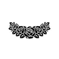 Elegant Black Rose Wreath Silhouette on White Background vector