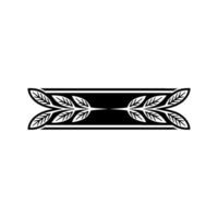 Minimalist Black and White Laurel Wreath Element for vector