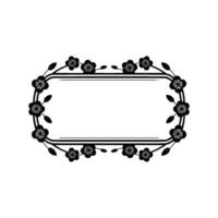 Minimalist Black Flower Frame on White Background vector