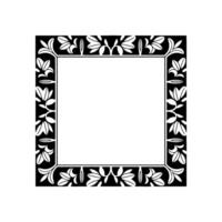 Elegant Floral Frame, Black and White, Square, Empty Space vector