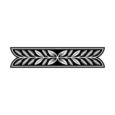 Elegant Black and White Floral Border Ornament on Gray Background