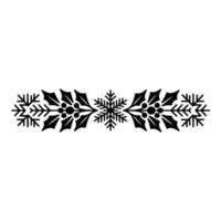 Minimalist Christmas Border Holly, Berries Snowflakes in Black and Red vector