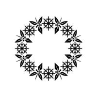 Minimalist Winter Wreath Illustration Snowflake Leaf Circle vector