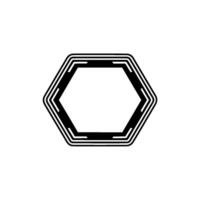 Geometric Hexagon Frame, Black White, Minimalist, Modern vector
