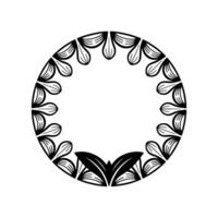 Elegant Black White Floral Circular Frame - Border vector
