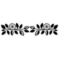 Floral Border Element Elegant Flower and Leaf in Black and Gray vector
