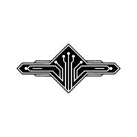 Modern Circuit Board, Black and White, Minimalist Tech vector