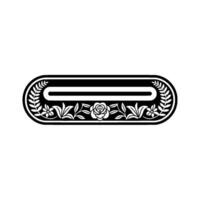 Elegant Floral Crest Element in Black and White, Minimalist vector
