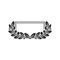 Elegant Laurel Wreath Frame, Black White Minimalist vector