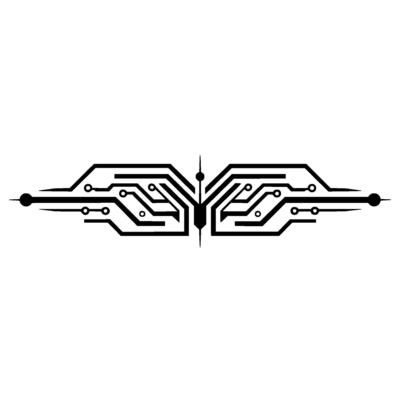 Symmetric Circuit Board Element in Minimalist Style