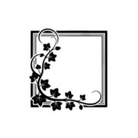 Elegant Corner Frame with Ivy Leaves and Vines Black on White, Decorative Element vector
