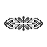 Minimalist Christmas Ornament with Spruce, Snowflake, and Floral Elements vector