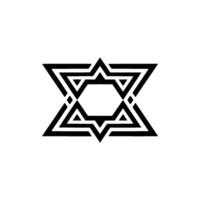 Minimalist Black and White Star of David on White Background vector