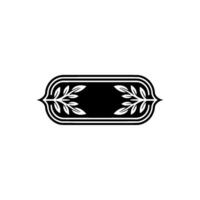 Elegant Black White Emblem Botanical Frame for Elements vector