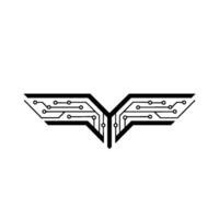 Tech Wings Abstract Circuit Board on White vector