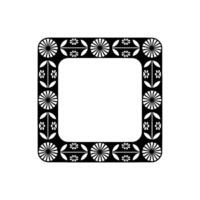 Geometric Black and White Border with Floral Patterns on White Background vector