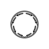 Elegant Botanical Circle Frame on White Background, Minimalist vector