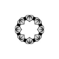 Minimalist Seashell Wreath Black White Geometric vector