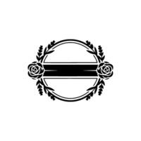Elegant Floral Crest Black White Circle Frame for Branding vector