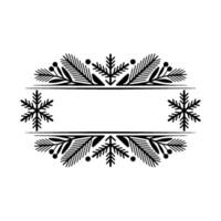Minimalist Winter Frame with Snowflakes and Foliage vector