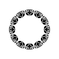 Elegant Circular Floral Frame in Black White, Minimalist vector