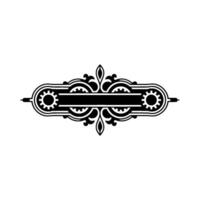 Black White Ornamental Badge with Gears, Decorative vector