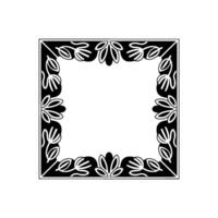 Elegant Black White Floral Frame, Clean Element vector