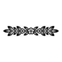 Floral Border Element Minimalist Black on White, Decorative vector