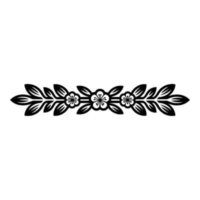 Floral Border Element Minimalist Black on White, Decorative