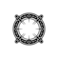 Black White Abstract Geometric Compass, Portal, or Emblem vector